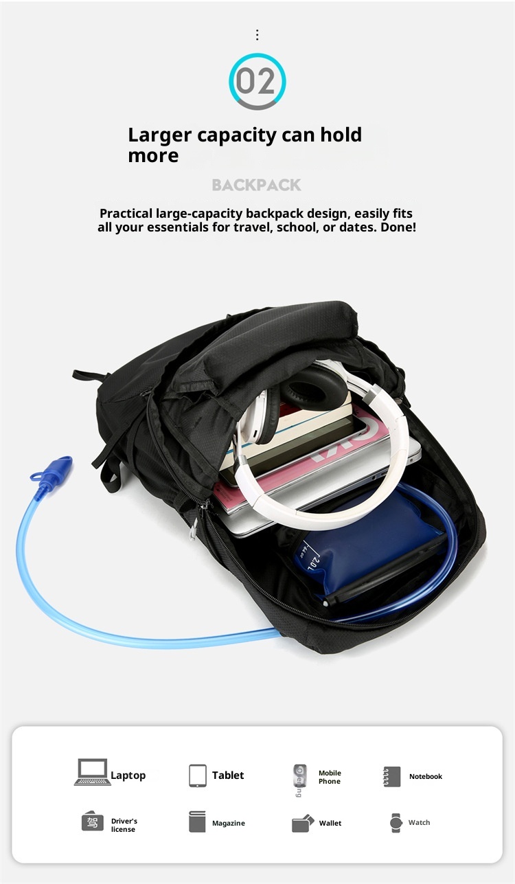 ActiveGo Warnerheim Hiking Men Folding Waterproof Trekking Bag Women Casual Large Capacity Lightweight Backpack_voghion.com