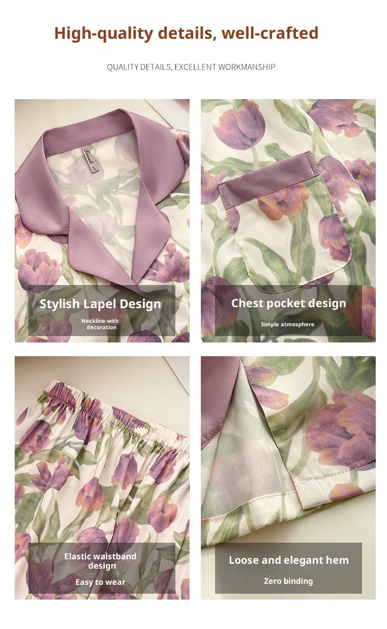 Pigiama ChicShe Tulip da donna, dolce e di alta qualità, per la casa, 2024, nuovo set primavera e autunno a maniche lunghe, adatto per abbigliamento esterno_voghion.com