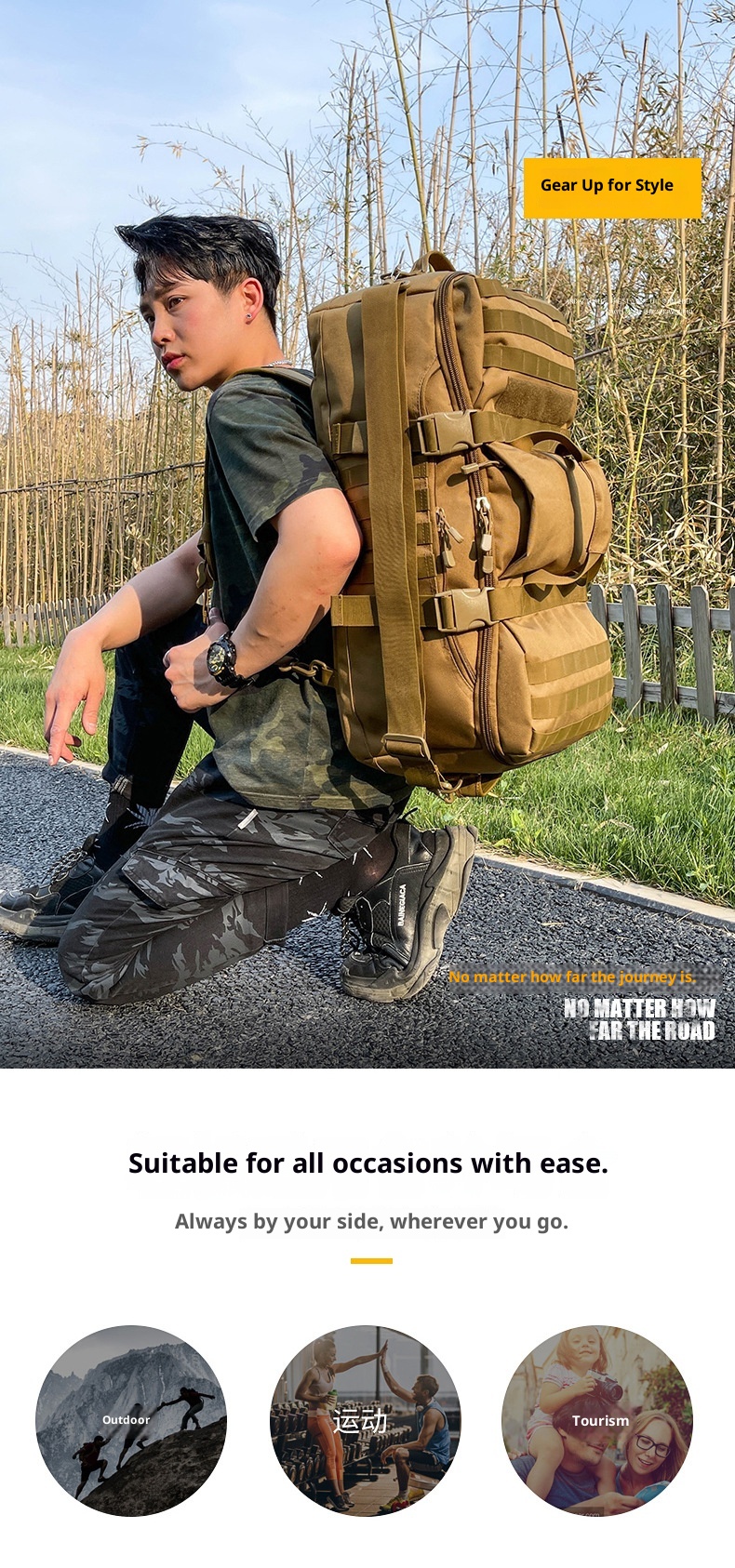 ActiveGo Camouflage Capacity Multifunctional Handheld Large Hiking Climbing Bag Outdoor Travel Backpack_voghion.com