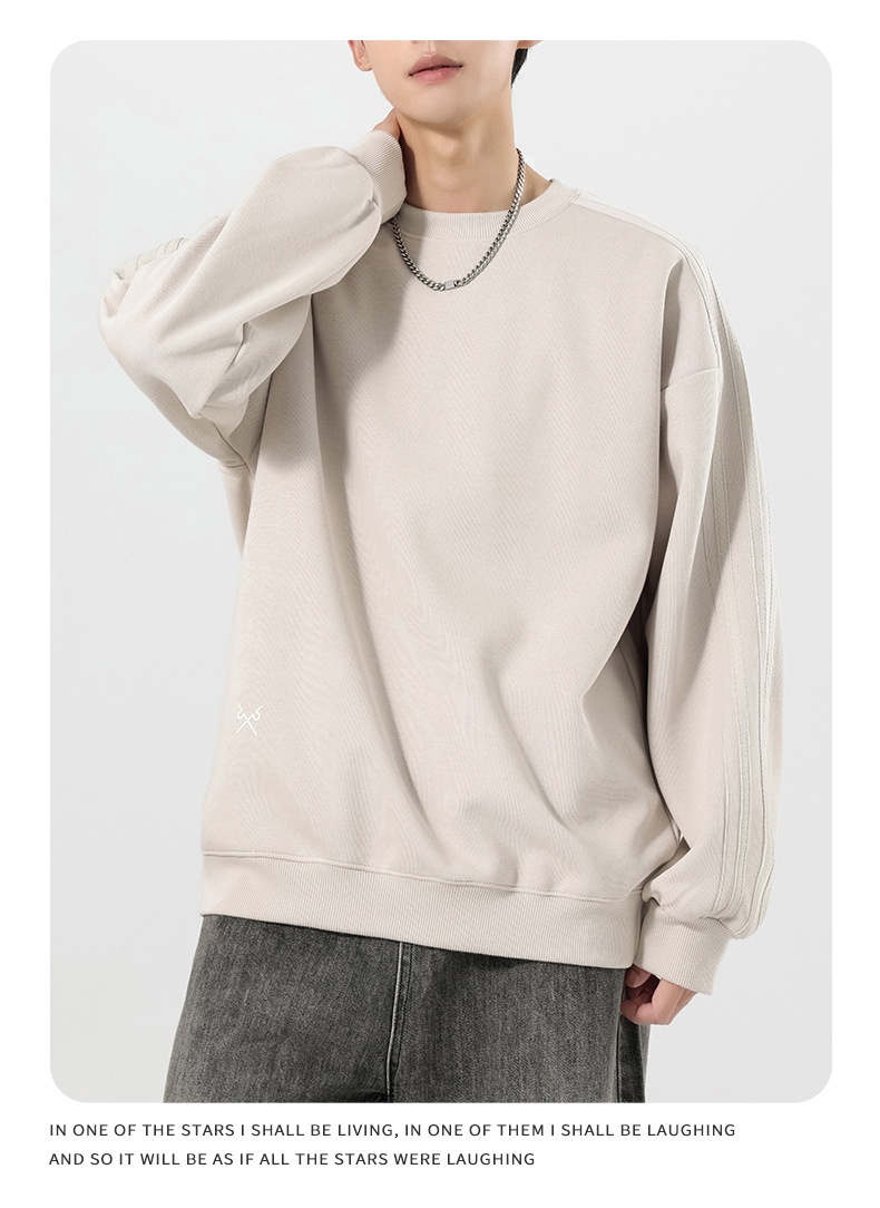 boy Boy Boy Heavyweight Sweatshirt Simple Print Basic Style Casual Trendy Crew Neck Pullover Inner Wear Long Sleeve Top Men's Jacket_voghion.com