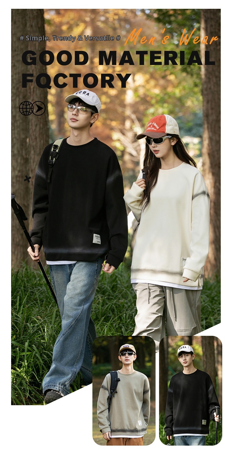 Unisex-Sweatshirt im neuen Herbst-Stil für Jungen, zweiteilig, Herren-Hoodie, lässige Outdoor-Jacke_voghion.com