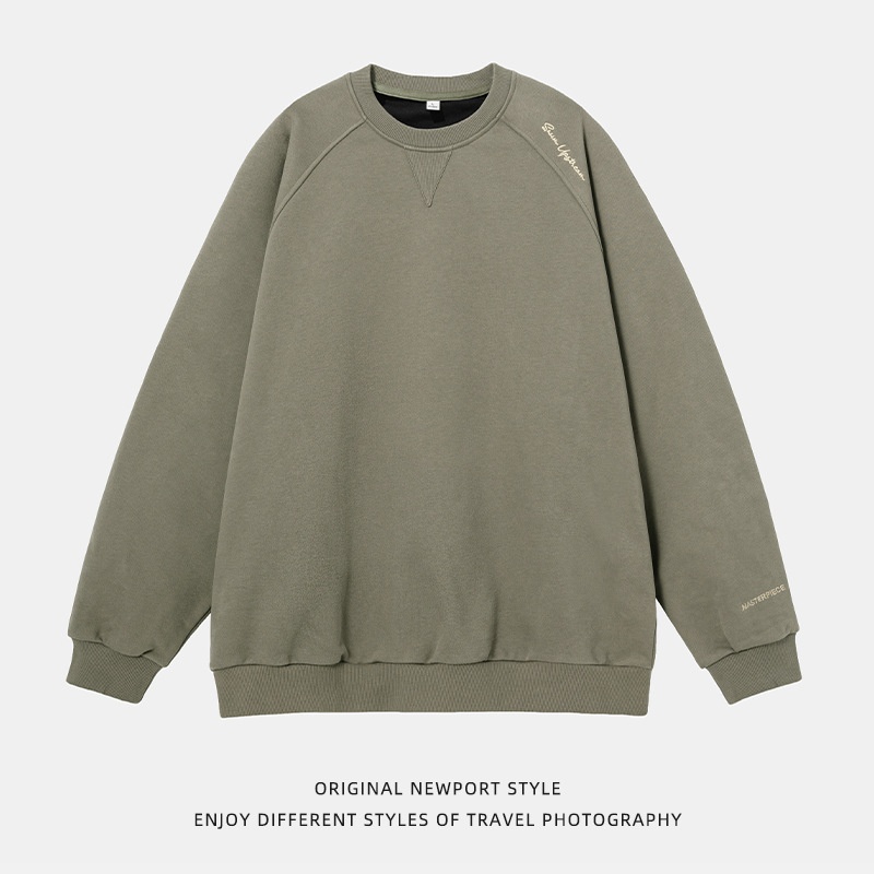 boy Boy Boy Heavyweight 400G Spliced Raglan Sleeve Crew Neck Sweatshirt Men Spring New American Style Letter Embroidery Casual_voghion.com