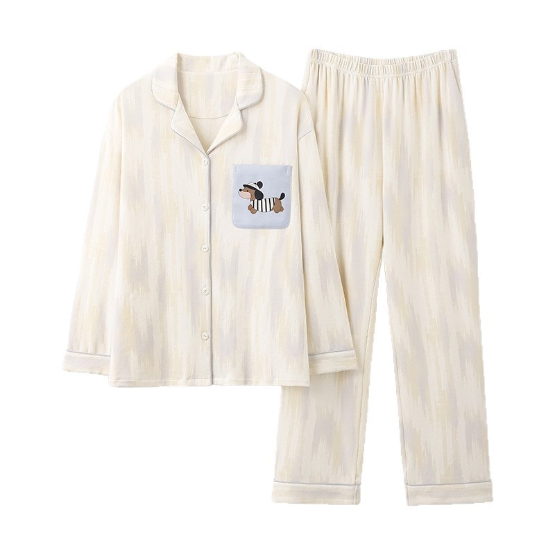 ChicShe Damenpyjama aus 100 % Baumwolle, Frühjahr/Herbst 2025, neues Set mit lockeren Ärmeln und langer Hose, ideal für Freizeit und Outdoor-Aktivitäten._voghion.com