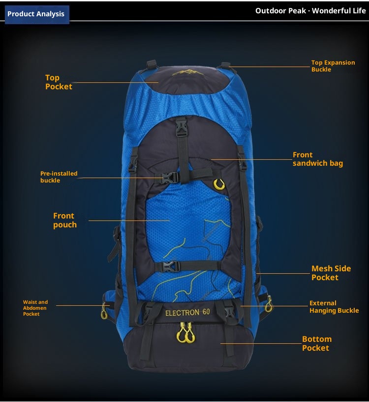 Sac à dos ActiveGo Outdoor Mountaineering pour hommes et femmes, grande capacité, léger et imperméable, idéal pour la randonnée et les voyages._voghion.com
