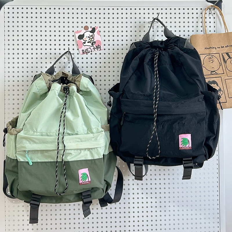 ActiveGo Lightweight Casual Travel Men's Drawstring Bag Women's Outdoor Sports Hiking Large Capacity Pleated Backpack_voghion.com