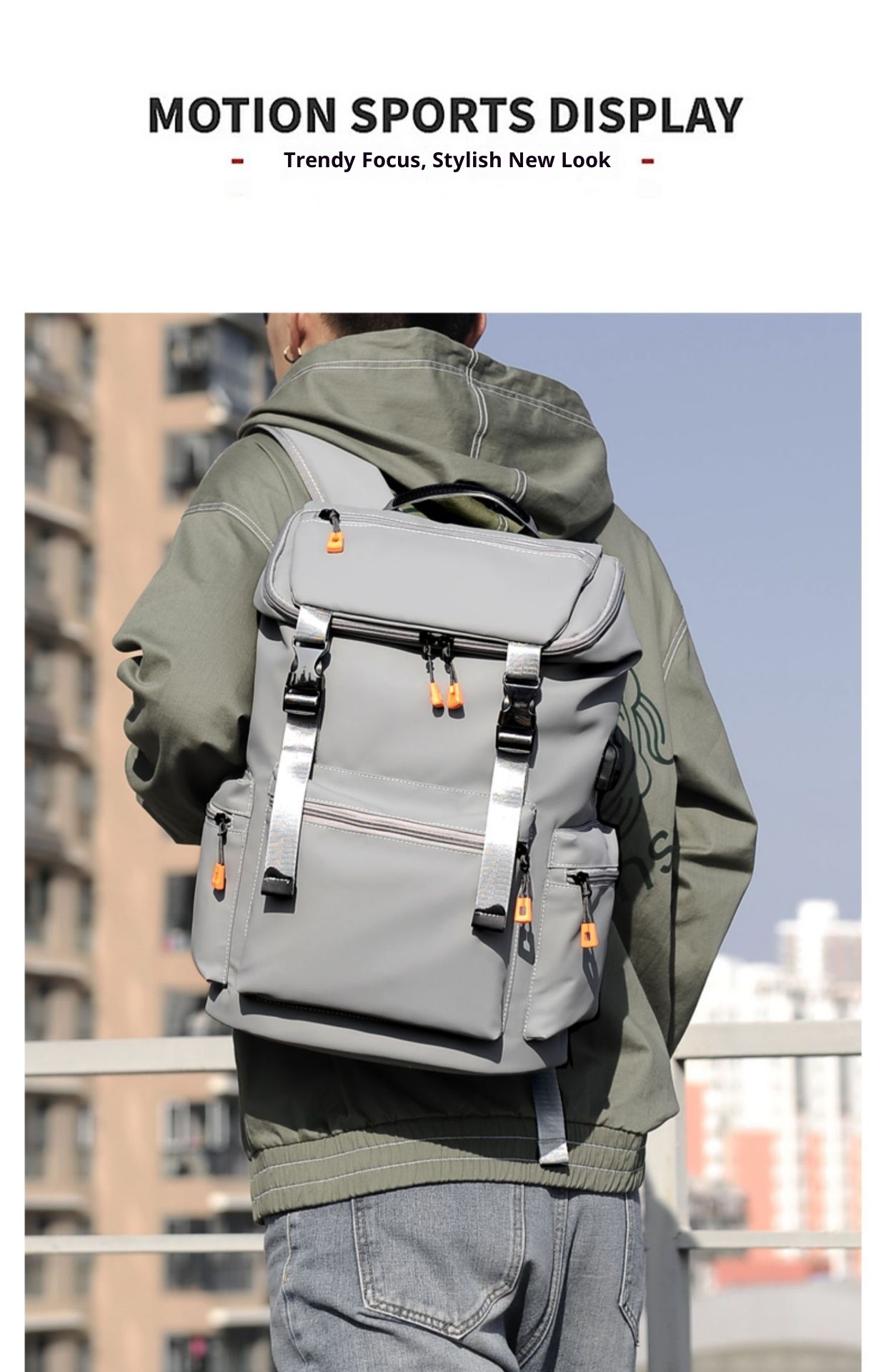 Sac à dos ActiveGo pour homme, grande capacité, idéal pour les voyages, la randonnée et les activités de plein air. Parfait pour un look business décontracté._voghion.com