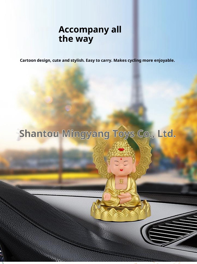 Solarbetriebene Nickleuchte, Tathagata-Ornament, Auto-Innenausstattung, Nationaler Trend, Figur des schwingenden Buddha, Grenzüberschreitend_voghion.com