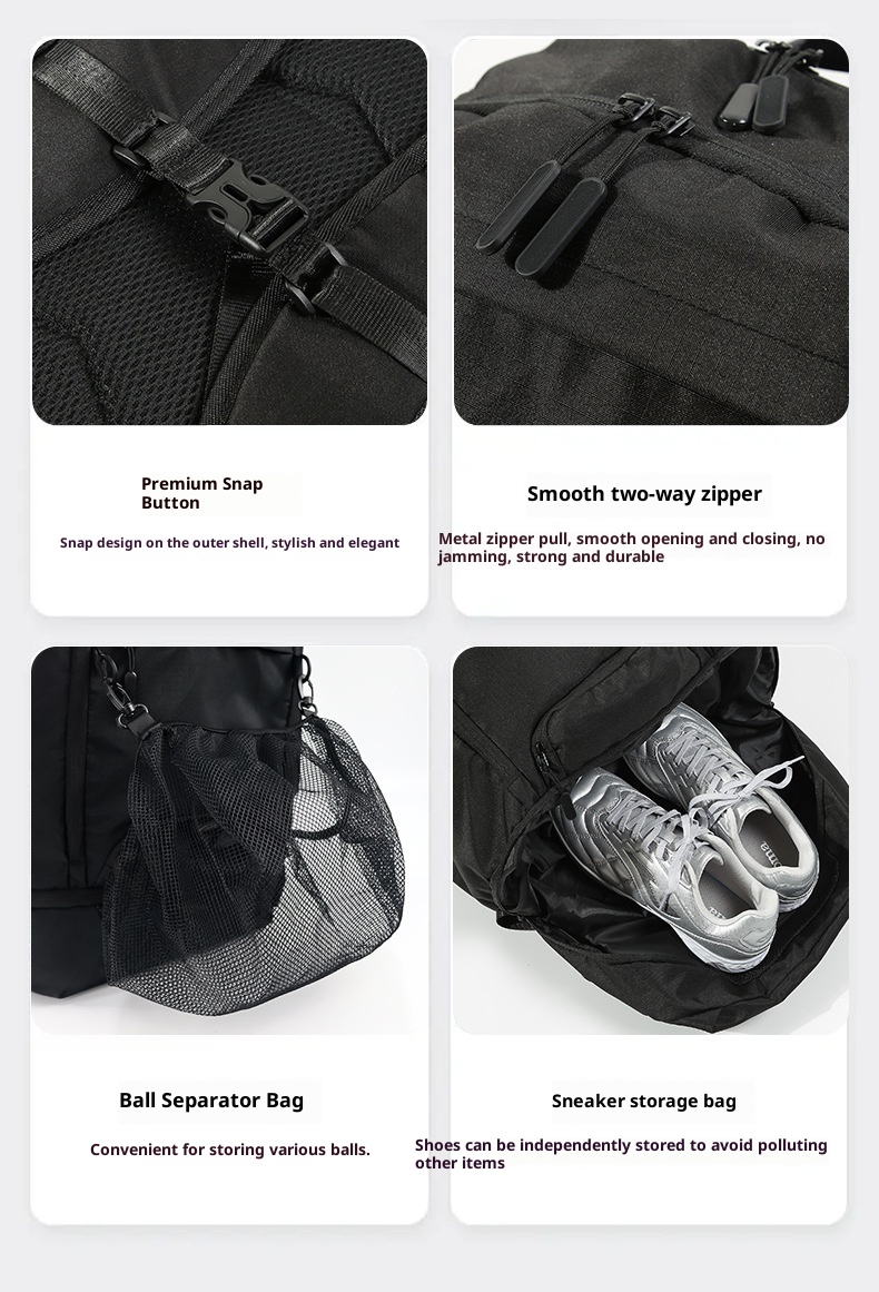 ActiveGo Large Capacity Travel Dry Wet Separation Outdoor Sports Fitness Men Basketball Backpack Football Bag Independent Shoe_voghion.com