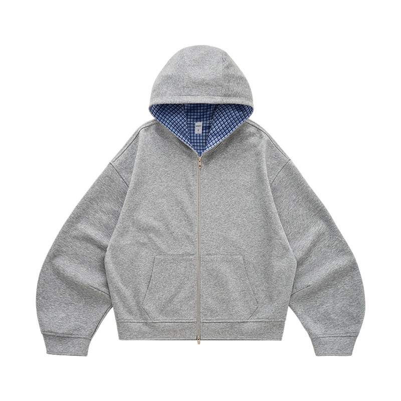 boy Boy Jie Zhan Men's Clothing|Boxy Plaid Two-tone Jacket 25 Autumn New European And American Short Casual Couple Hooded_voghion.com