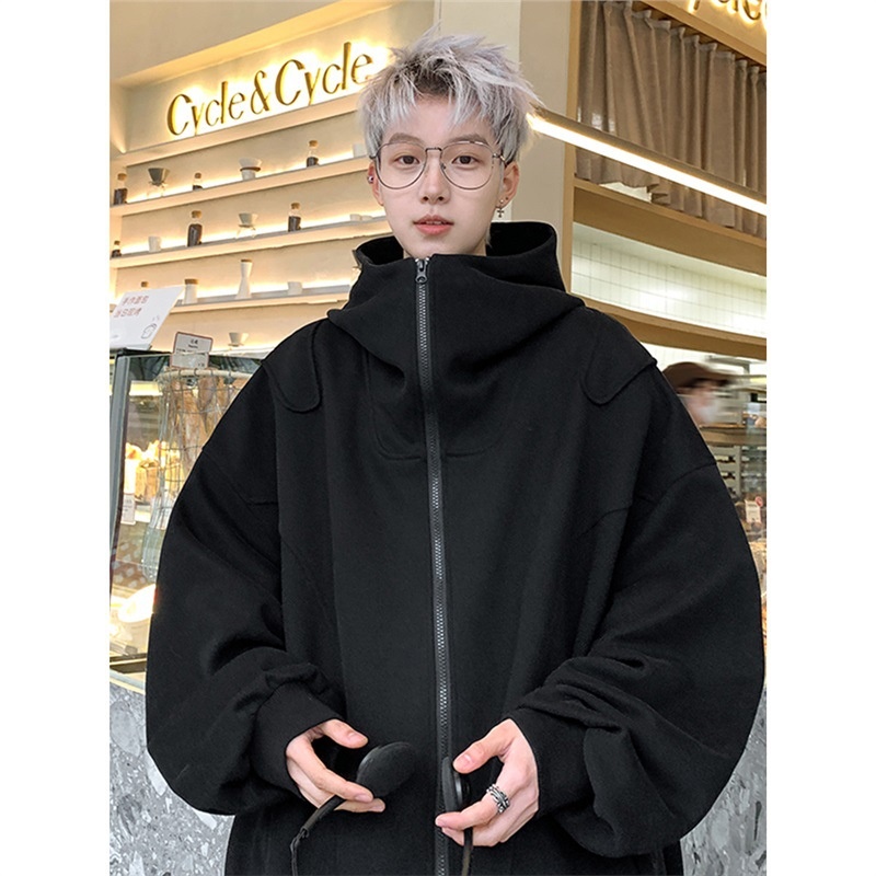 boy Boy Solid Color Cardigan Sweatshirt Men's 2024 Spring And Autumn New Style High-end Cool American Casual Loose Hoodie Jacket_voghion.com