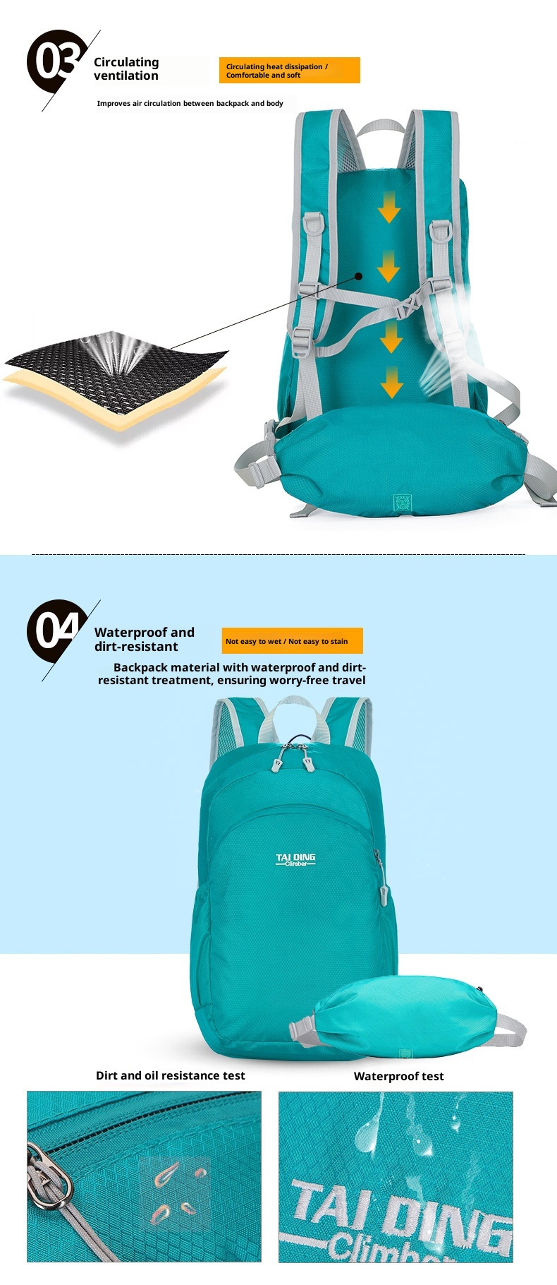 ActiveGo Backpack Handheld Women's Hiking Outdoor Sports Travel Cycling Large Capacity Foldable Waist Bag Lightweight Waterproof_voghion.com