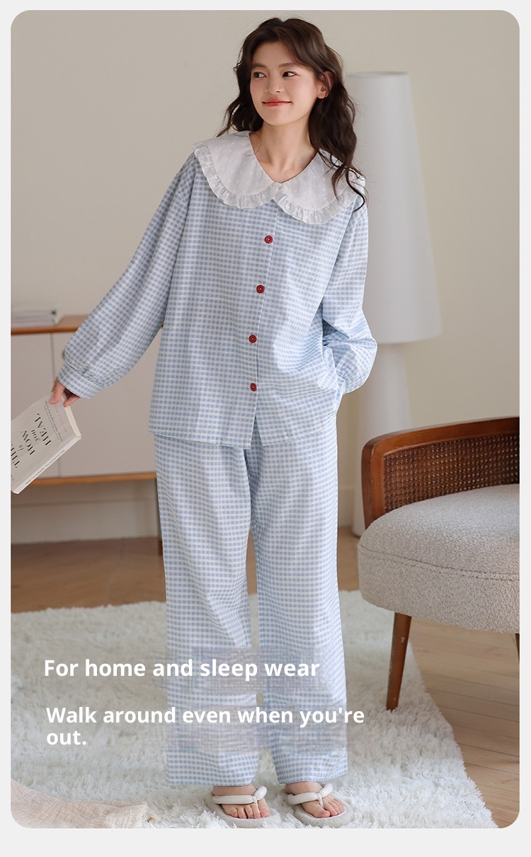 ChicShe Princess Style Pajamas For Women Spring And Autumn Cloud Cotton Sleeve Long Pants Swe Cute Homewear Student Wearable_voghion.com