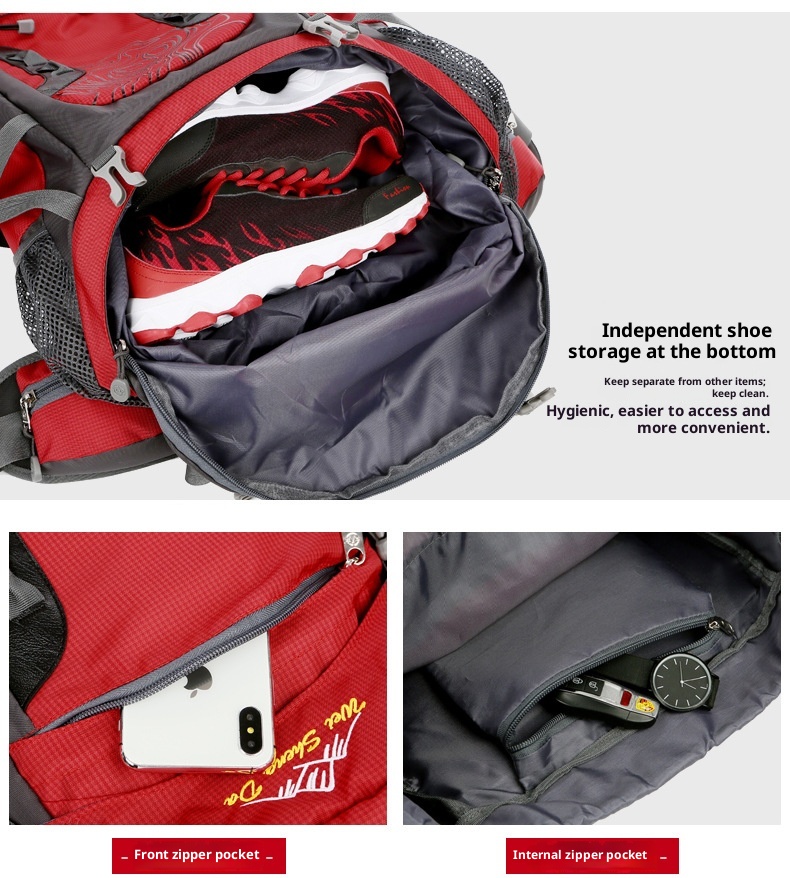 Zaino da viaggio per uomo ActiveGo, grande capacità, doppio spallaccio, impermeabile, per trekking, campeggio, escursioni, sport_voghion.com