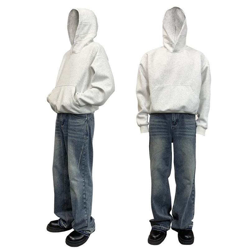 Schwarzes, kurzes, kastenförmiges Sweatshirt für Herren mit Kapuze, ideal für Frühling und Herbst. Schnitt: Amerikanischer Stil, schwere, steife Jacke mit Kapuze._voghion.com