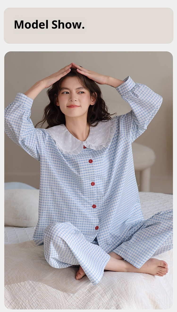 ChicShe Princess Style Pajamas For Women Spring And Autumn Cloud Cotton Sleeve Long Pants Swe Cute Homewear Student Wearable_voghion.com