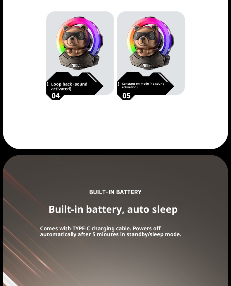 Geräuschaufnahme, Raumluft, Duft aus der Lüftungsöffnung, Autoinnenraum, Rhythmuslicht, leuchtende Brille, Bärendekoration_voghion.com