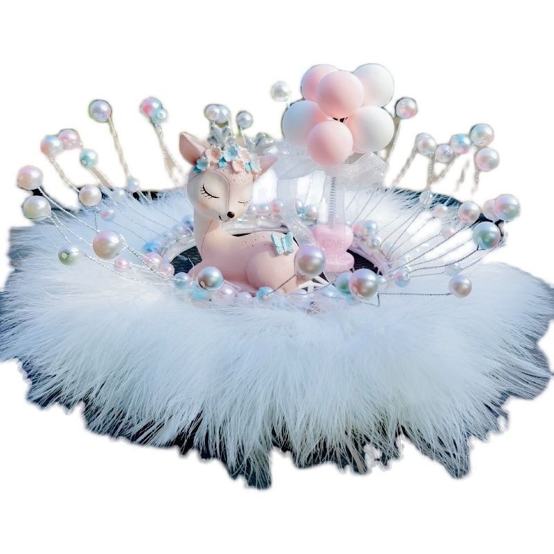 Sichere Reise Hirsch-Ornament, Parfümhalter, Beichtballon, Perlenfeder, Anti-Rutsch-Matte, Auto-Innenausstattung_voghion.com