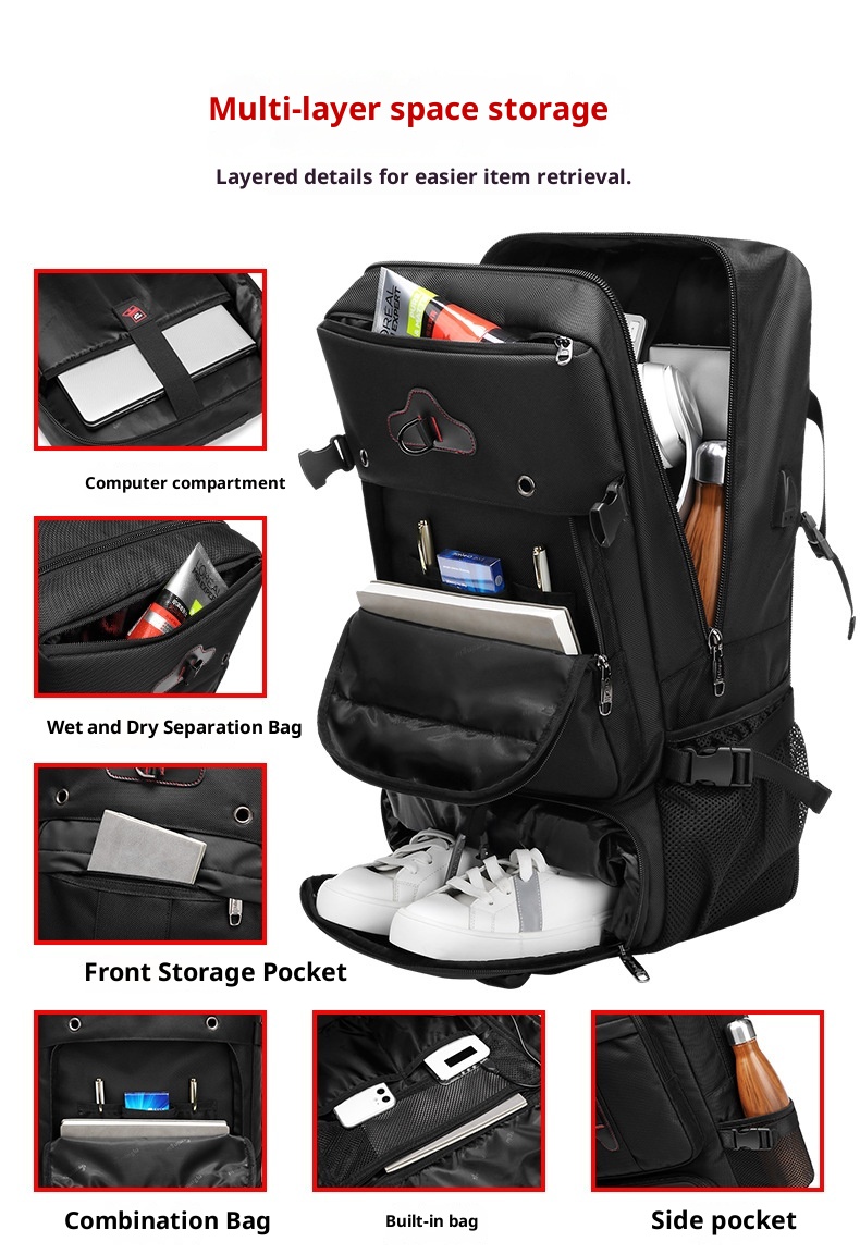 ActiveGo Travel Men's Large Capacity Dry Wet Separation Multifunctional Waterproof Shoulder Backpack Luggage Outdoor_voghion.com