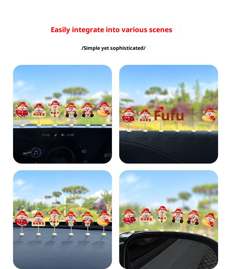 Super Cute Little God Of Wealth Electric Interior Navigation Computer Large Screen Car Decoration Ornament_voghion.com