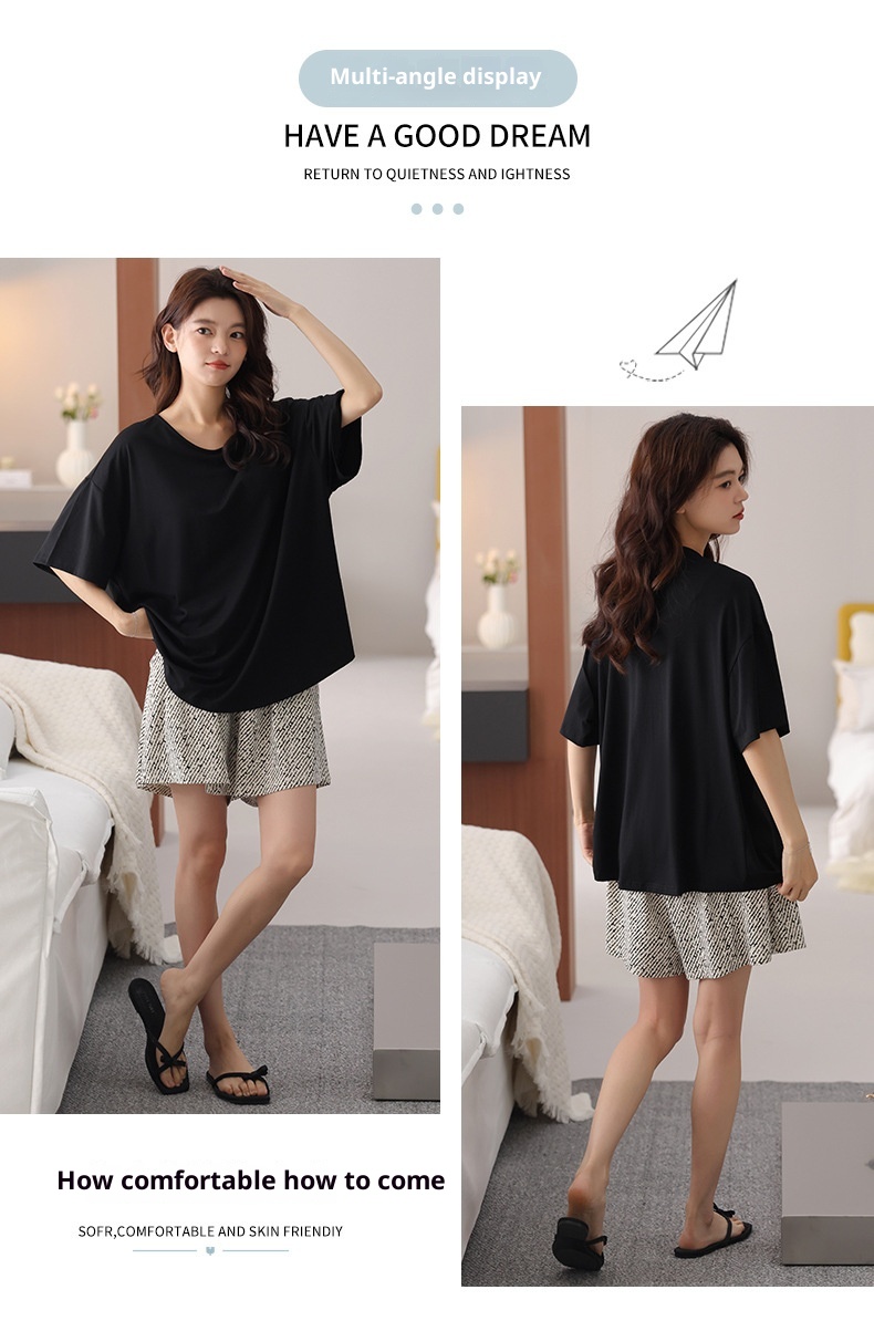 ChicShe New Chest Pad Pajamas For Women, Pure Cotton Short Sleeve Comfortable Cute Pajamas, Summer Internet Celebrity Homewear_voghion.com