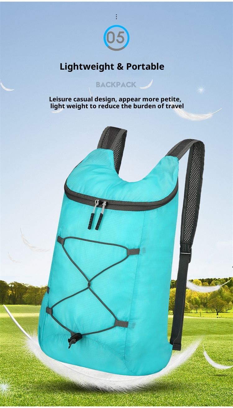 Sac à dos ActiveGo Warneheim Outdoor Sports, couleur unie, grande capacité, fermeture éclair, léger, pliable et résistant à l'eau_voghion.com