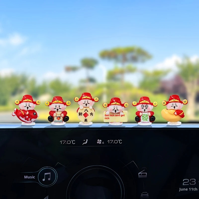 Super Cute Little God Of Wealth Electric Interior Navigation Computer Large Screen Car Decoration Ornament_voghion.com