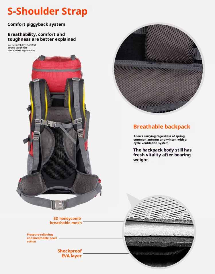 ActiveGo New Professional Mountaineering 80L Outdoor Backpack Double Shoulder Bag For Men, Large Capacity Travel Rucksack, One_voghion.com