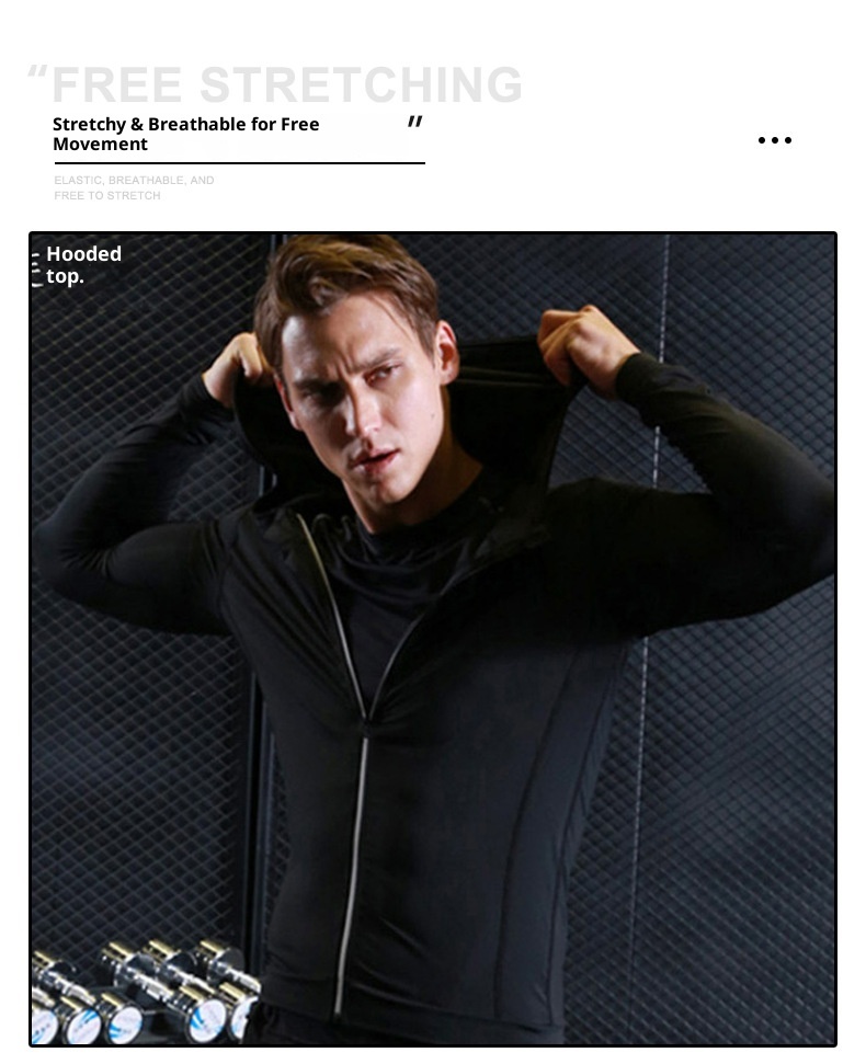 boy Boy Quick-Dry Breathable High Elastic Hoodie Windproof Thin Sweatshirt Autumn Winter Men's Sports Tight-Fitting Jacket_voghion.com