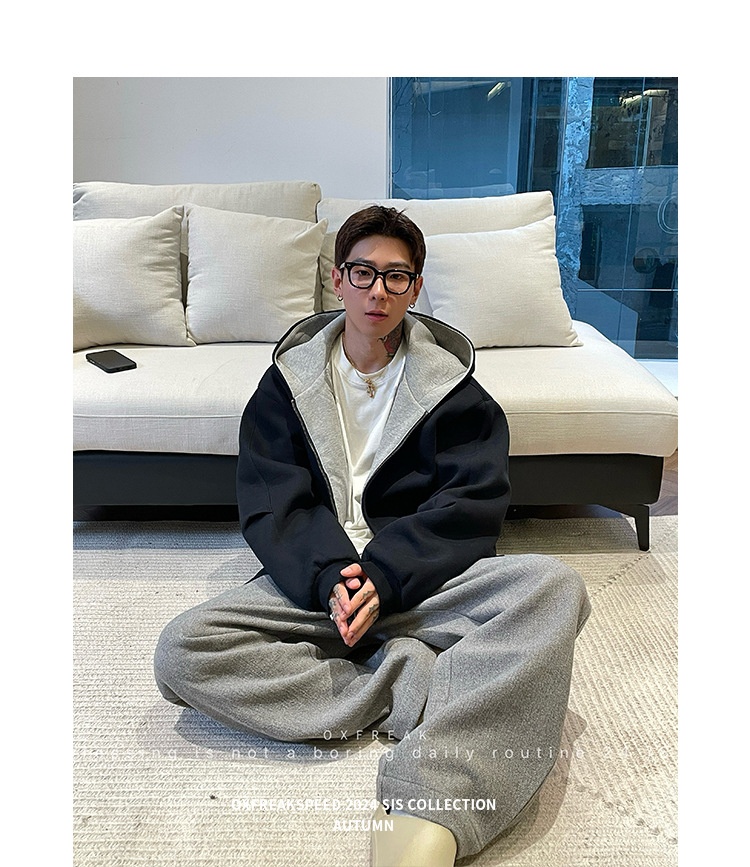 boy Boy 2025 Cardigan Sweatshirt Unisex Spring Autumn Zipper Hooded American Retro Style Regular Shoulder Jacket_voghion.com