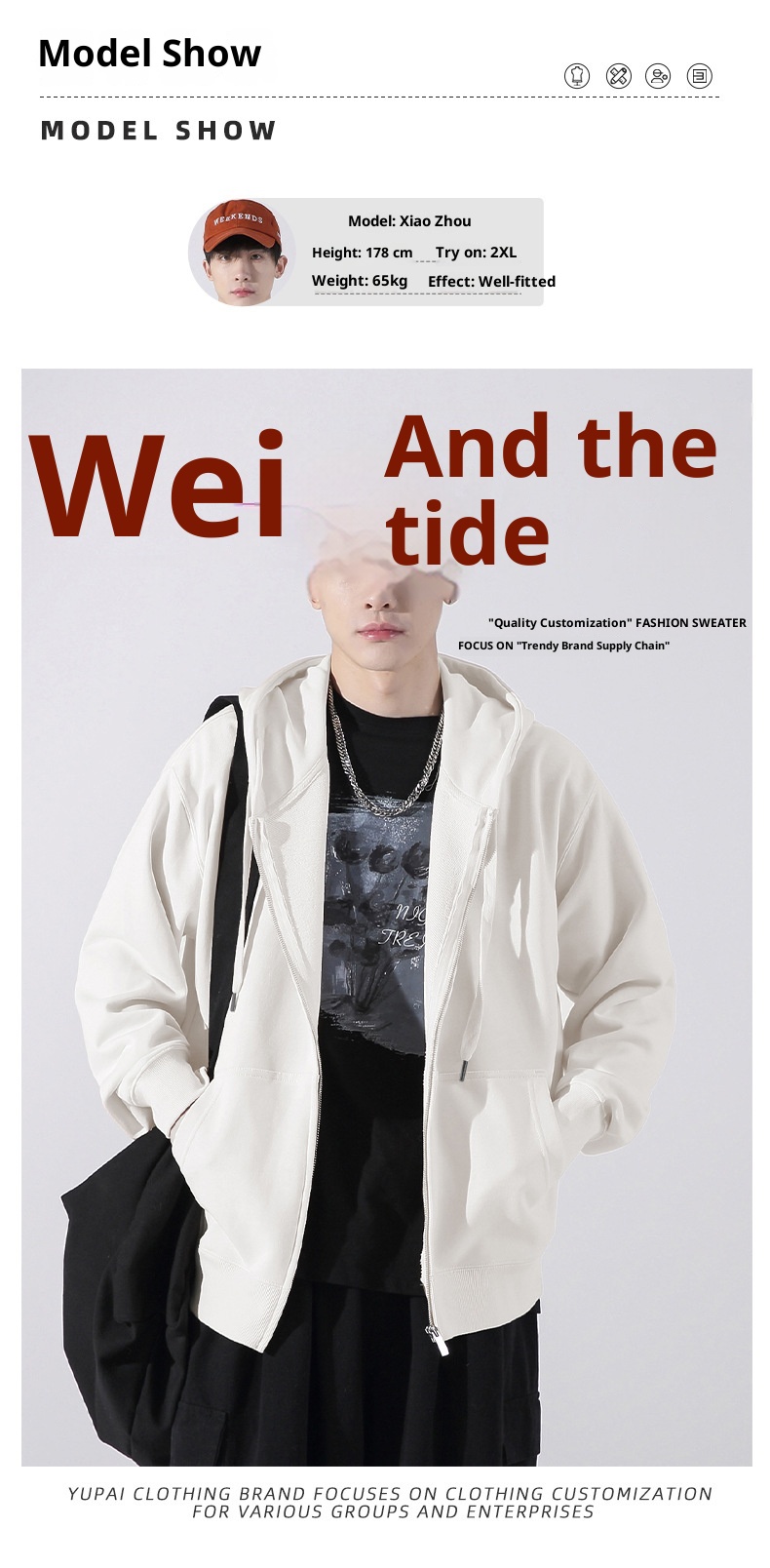 ragazzo Ragazzo National Trend Cardigan pesante con ricamo Unisex Cappotto in spugna con spalle cadenti Felpa con cappuccio e cerniera Stampa personalizzata_voghion.com