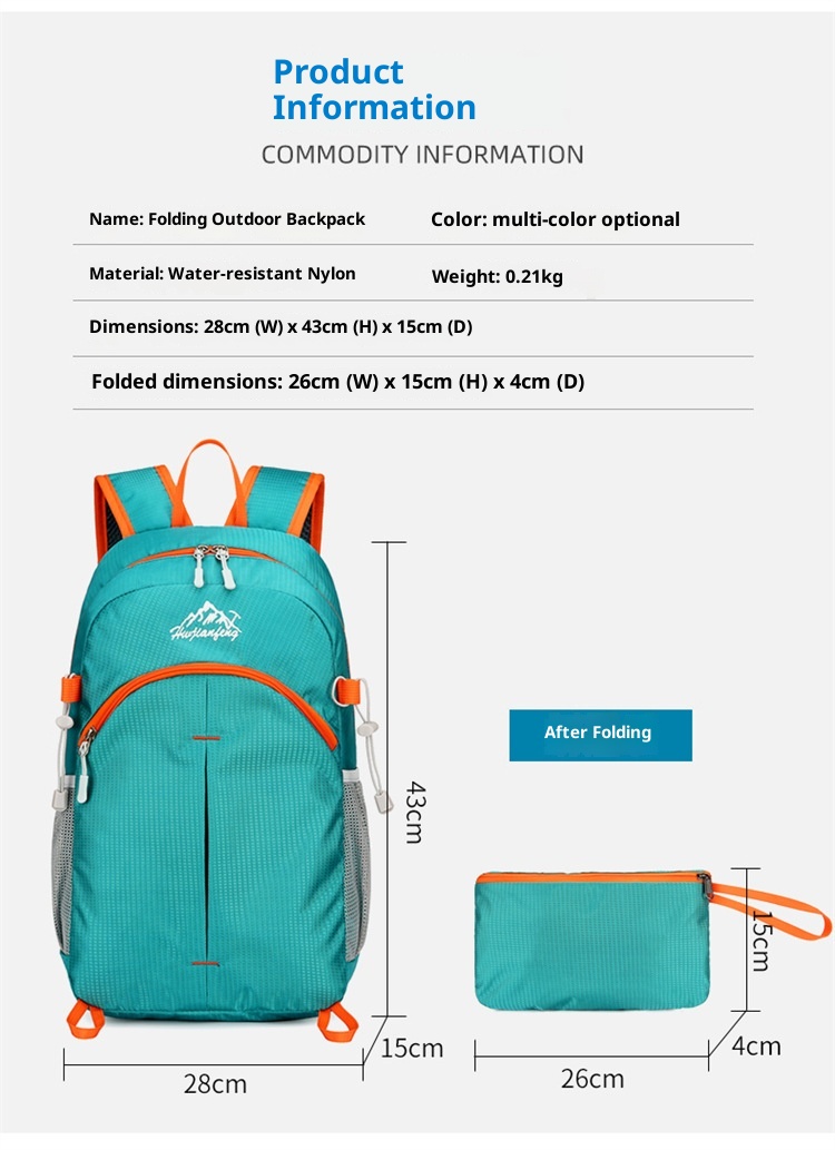 ActiveGo Authentic Outdoor Hiking Bag Travel Foldable Unisex Large Capacity Nylon Waterproof Lightweight Backpack_voghion.com