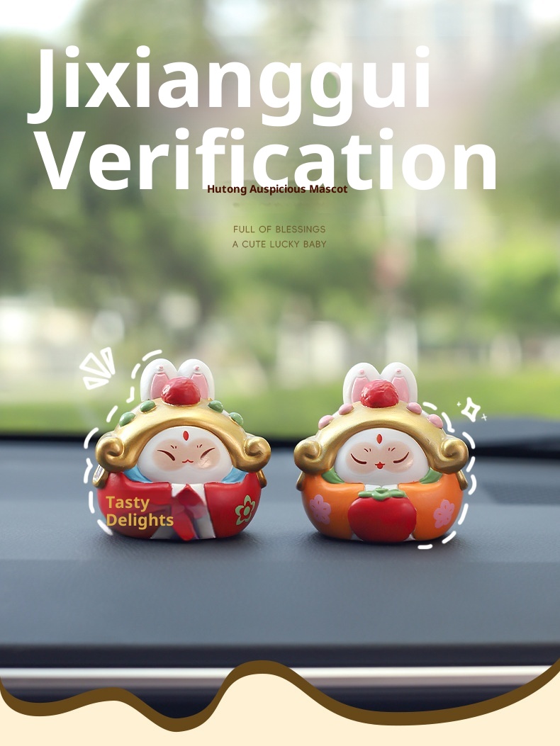 Ornamento per auto in resina per interni del mercato culturale e creativo del turismo di Pechino, stile cinese, coniglio, signore, regalo_voghion.com