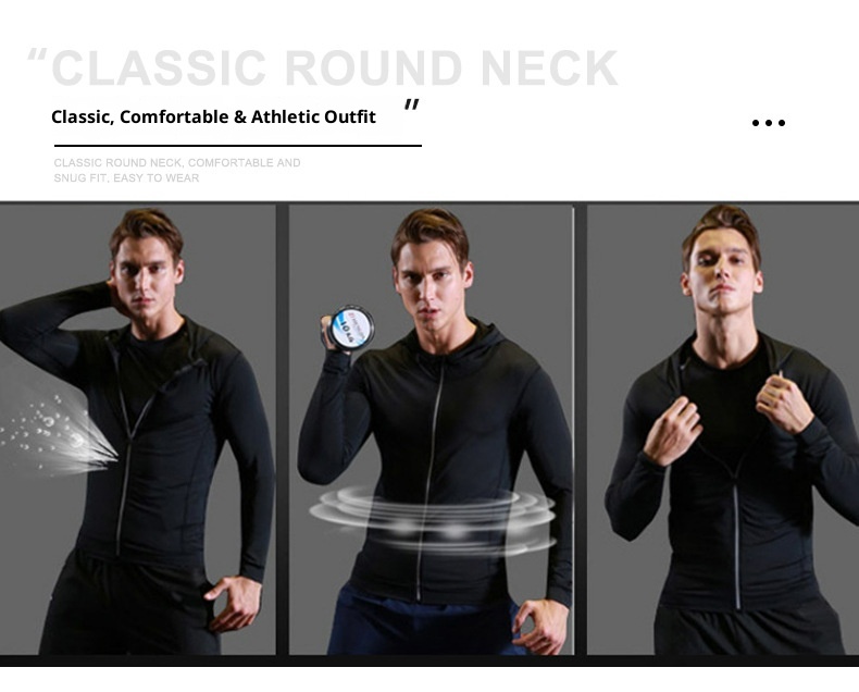 boy Boy Quick-Dry Breathable High Elastic Hoodie Windproof Thin Sweatshirt Autumn Winter Men's Sports Tight-Fitting Jacket_voghion.com