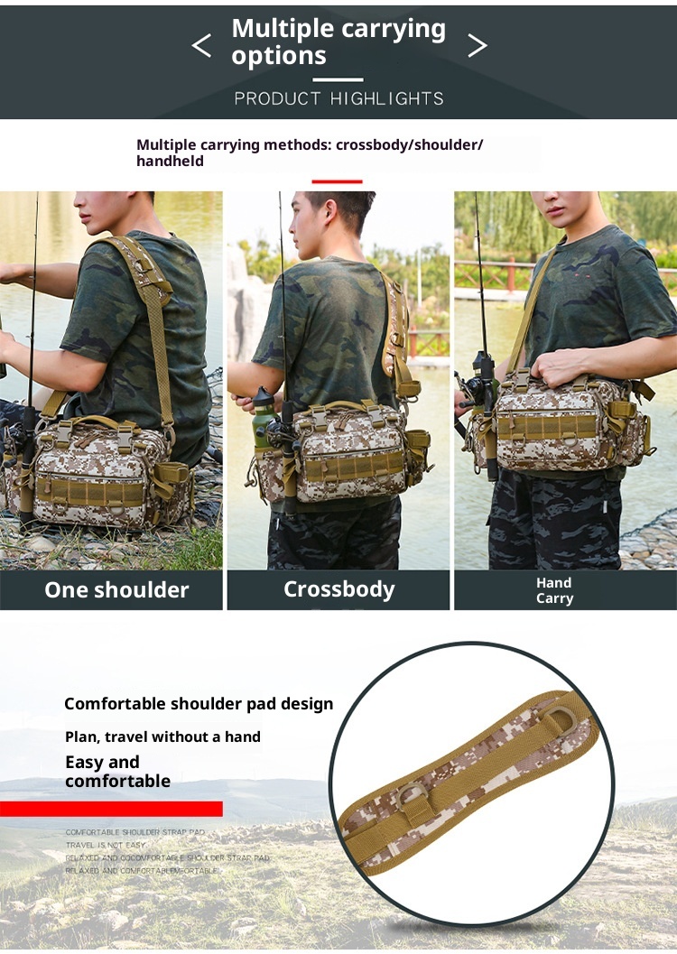 Zaino sportivo da uomo ActiveGo Lure, multifunzionale, con tracolla singola, mimetico, per attività all'aperto, borsa da pesca, grande_voghion.com