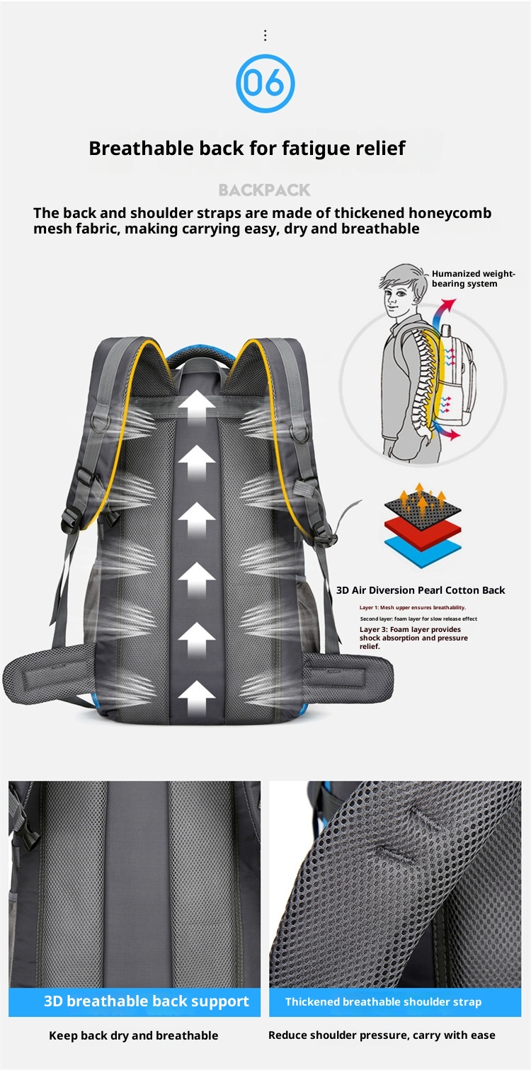 ActiveGo Outdoor Hiking Double Shoulder Men's Travel Bag Large Capacity Women's Lightweight Trekking Backpack_voghion.com