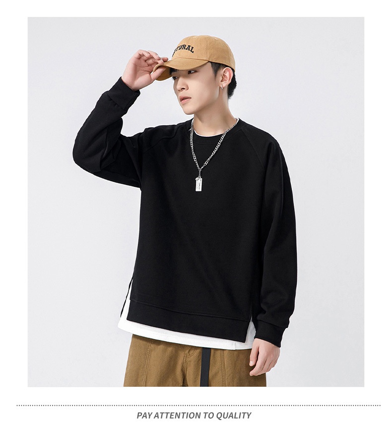 Sweat-shirt deux pièces à col rond en polaire épaisse et ample à manches longues pour homme, modèle Boy Autumn Kun Hai Peng Yun_voghion.com