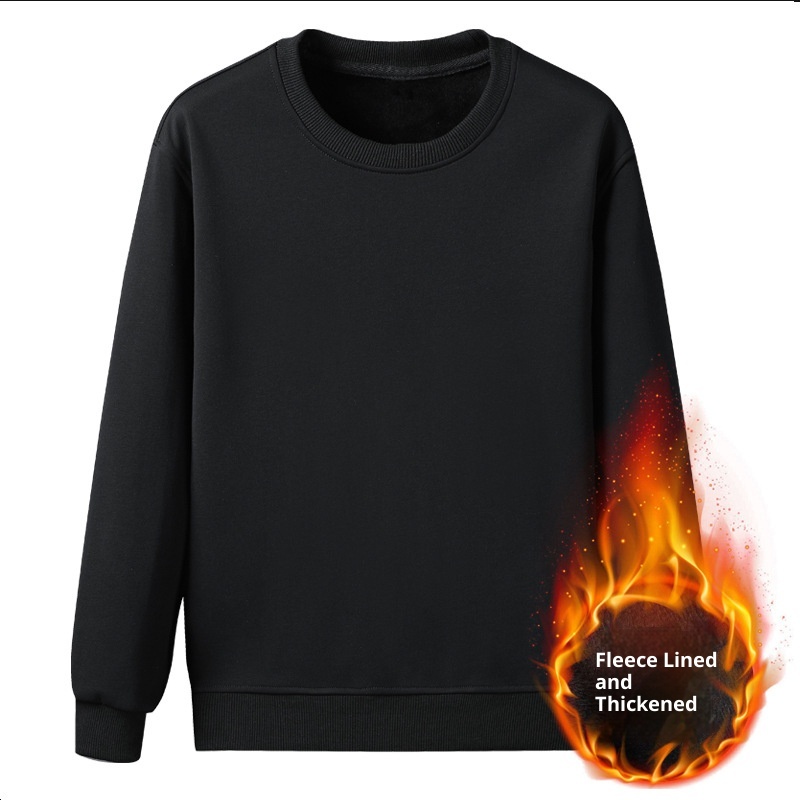 Sudadera con capucha y forro polar de color liso para hombre, estilo moderno y grueso de otoño, cuello redondo, estilo coreano._voghion.com