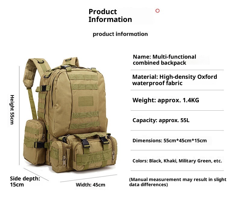 Sac ActiveGo grande capacité pour sports de plein air, cyclisme, randonnée, voyage, alpinisme, multifonctionnel, camouflage tactique_voghion.com