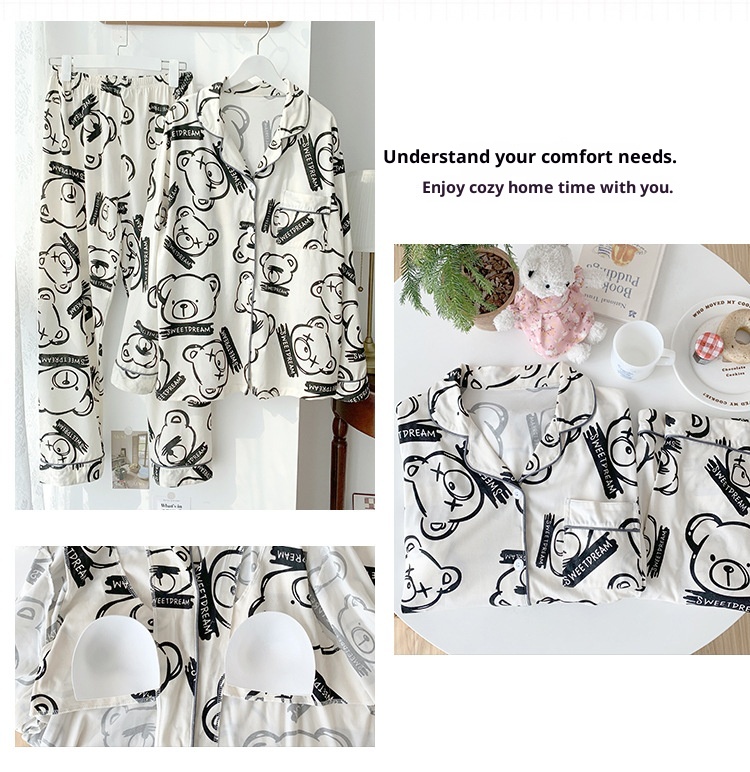 ChicShe Cross-Border Women's Pajamas Spring Long Sleeve 2024 New Autumn And Winter Plus Size Thin Loose Cardigan Loungewear_voghion.com