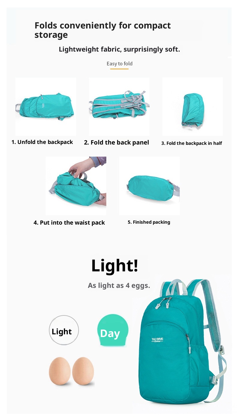 ActiveGo Backpack Handheld Women's Hiking Outdoor Sports Travel Cycling Large Capacity Foldable Waist Bag Lightweight Waterproof_voghion.com