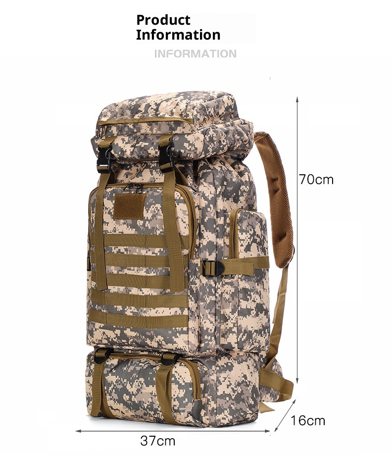 ActiveGo 80L Large Capacity Waterproof Camouflage Hiking Bag Casual Tactical Outdoor Sports Trekking Travel Backpack_voghion.com