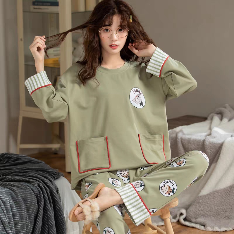 ChicShe Minimalistischer gestreifter Partner-Pyjama im koreanischen Stil für Damen, Neuheit Frühling/Herbst/Winter 2025, hochwertiges Design mit langen Ärmeln und Hose, Homewear_voghion.com