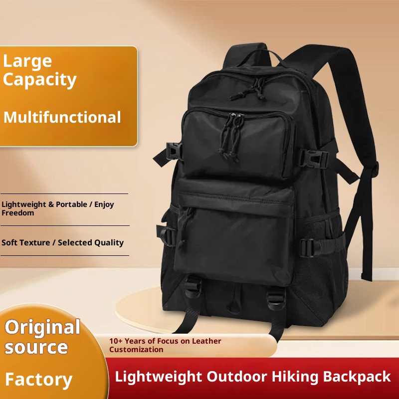 ActiveGo Large Capacity Lightweight Outdoor Hiking For College Students Men's Travel Backpack Black Waterproof Portable Cycling_voghion.com