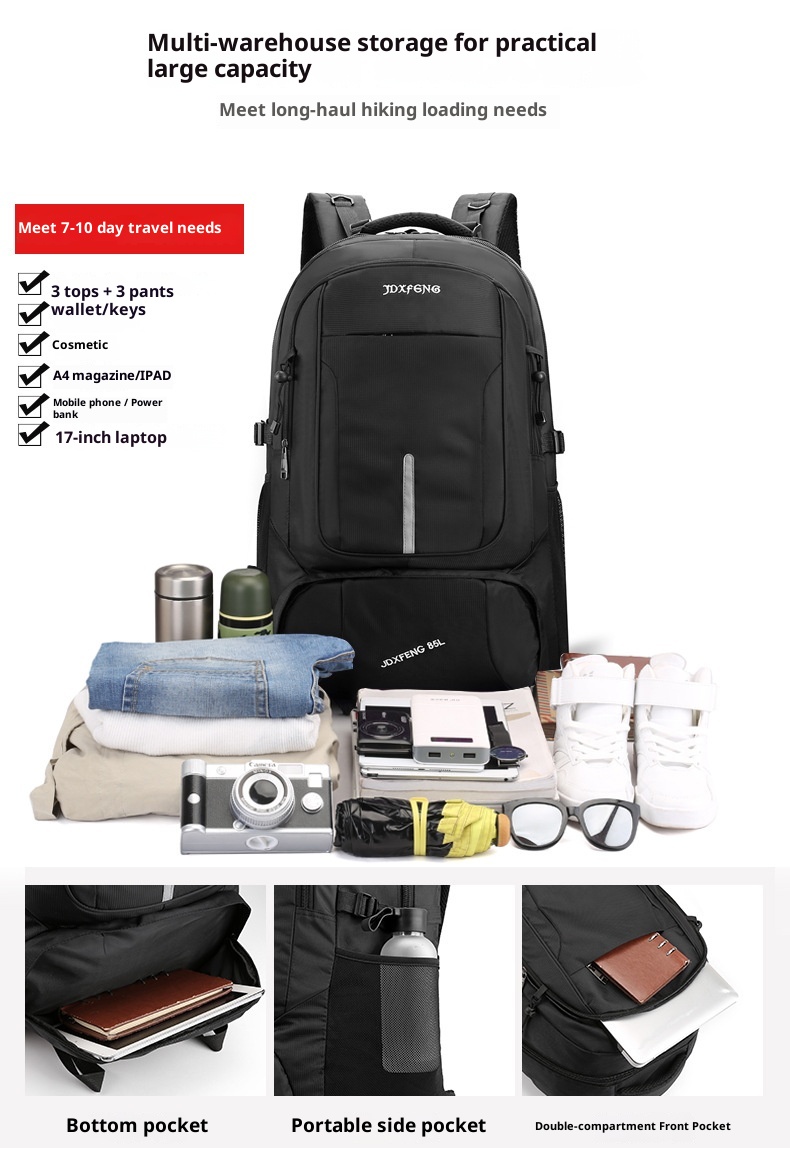 Zaino da viaggio per uomo ActiveGo, impermeabile, di grande capacità, per escursioni, sport all'aria aperta, scuola, all'ingrosso_voghion.com