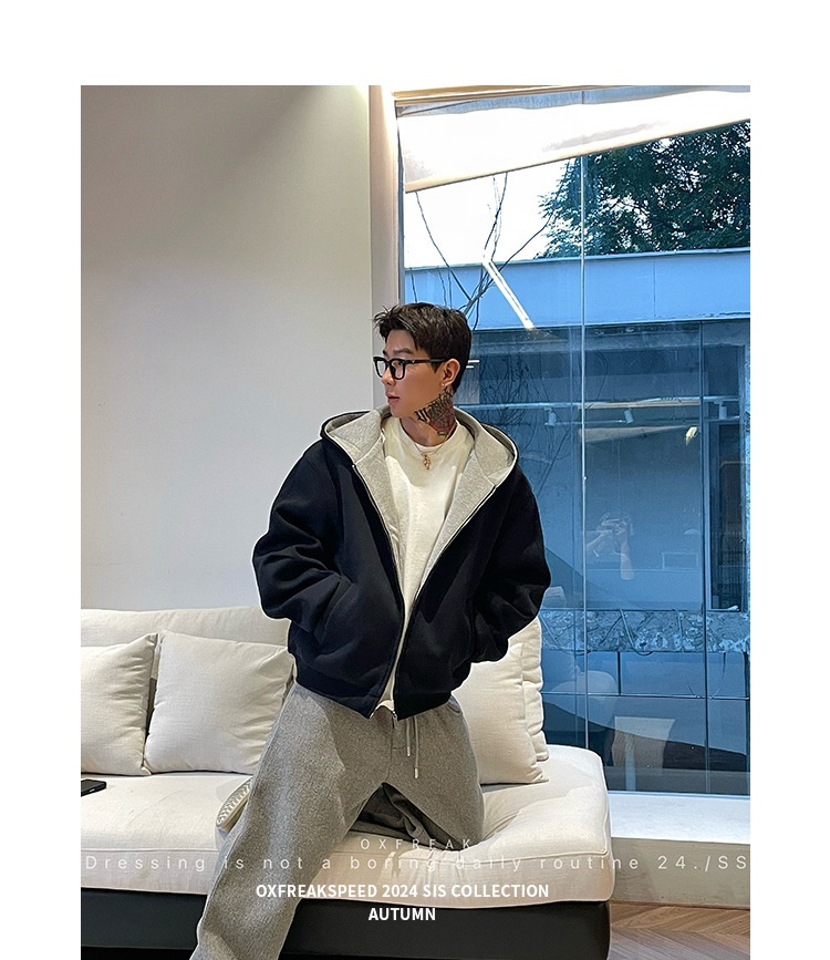 boy Boy 2025 Cardigan Sweatshirt Unisex Spring Autumn Zipper Hooded American Retro Style Regular Shoulder Jacket_voghion.com