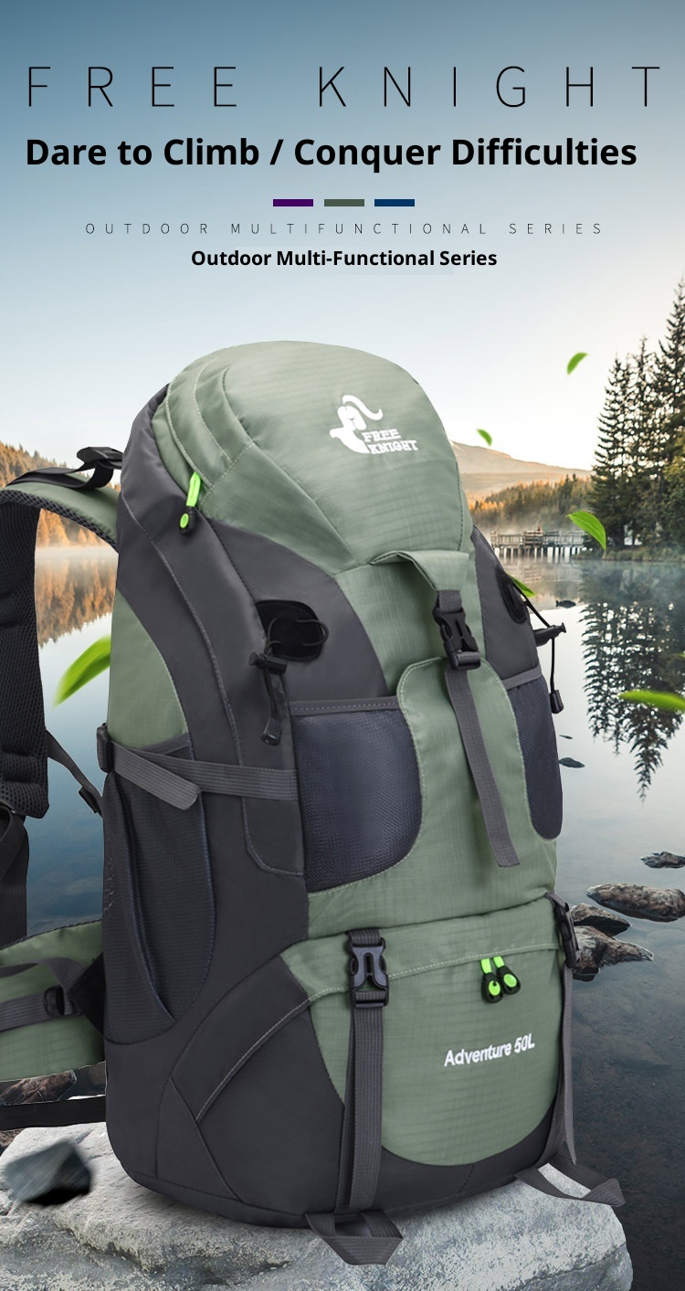 Zaino da alpinismo professionale ActiveGo da 50 litri, sportivo, unisex, di grande capacità, leggero, per escursionismo, arrampicata, viaggio_voghion.com