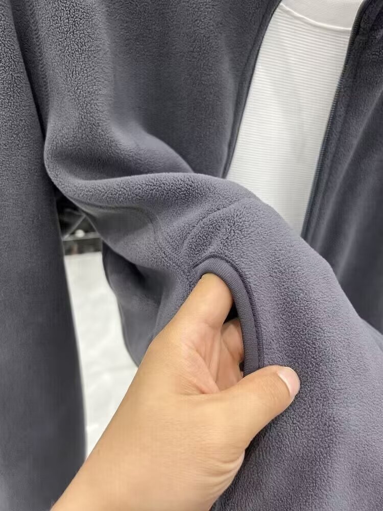 boy Boy Aoli Velv Sweatshirt Men Stand Collar Zipper Cardigan Autumn Winter Men's Thickened Warm Polar Fleece Solid Color_voghion.com