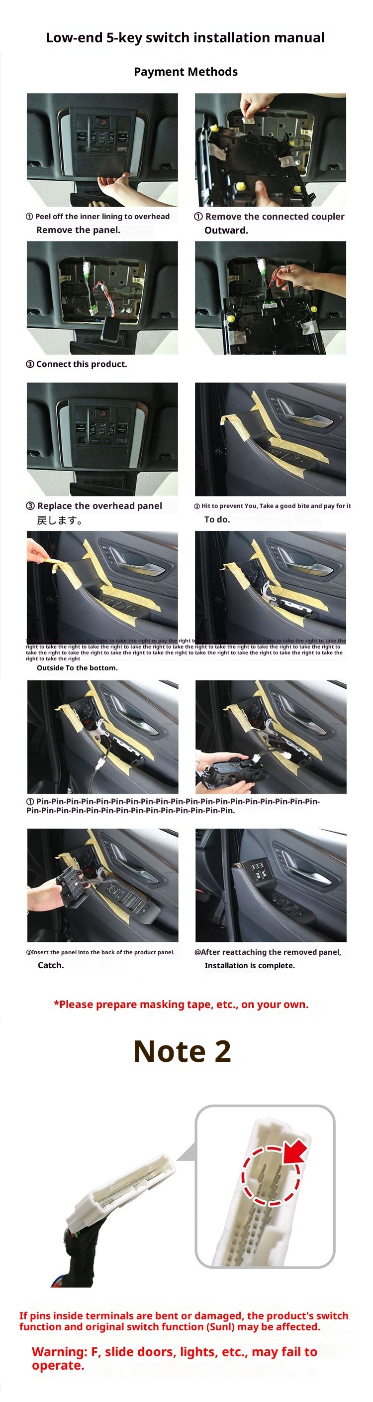 Applicabile a 24 modelli di interruttore della porta centrale a bassa configurazione della serie Alphard 40, per interni auto in vetro ALPHARD_voghion.com