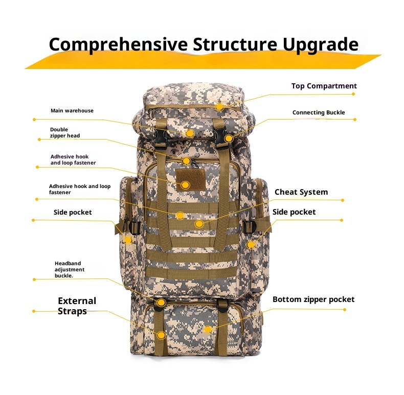 ActiveGo 80L Large Capacity Waterproof Camouflage Hiking Bag Casual Tactical Outdoor Sports Trekking Travel Backpack_voghion.com