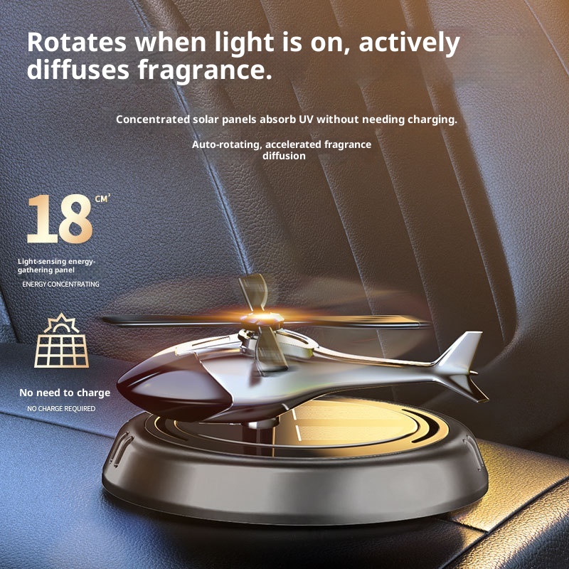 Ornamento di profumo per aromaterapia a forma di elicottero solare, profumo fresco, deodorante per interni auto a lunga durata, decorazione di alta qualità_voghion.com